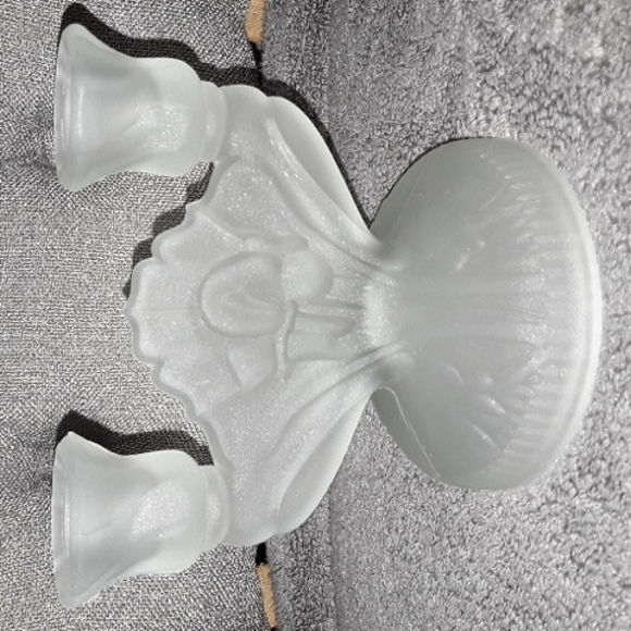 Janette double candlestick holder. Lalique style. Lotus flowers. 5"x5" - Picture 1 of 4